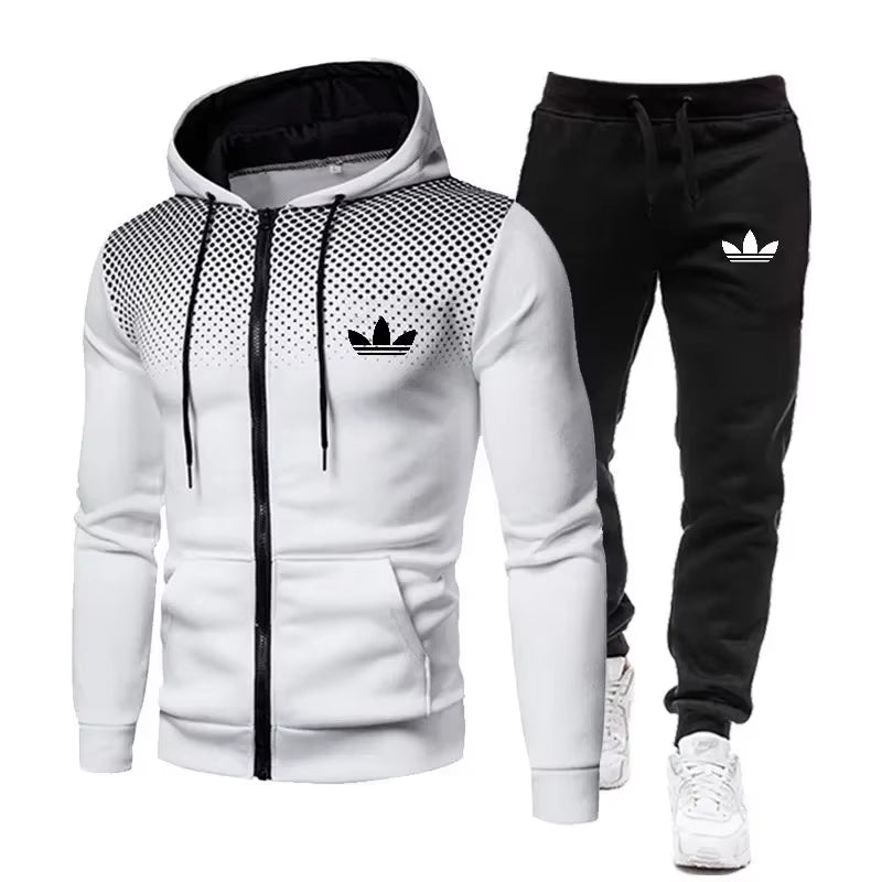 Korea Men Jacket Tracksuit Casual Sports Suit Men'S Set 2024 Autumn Winter Two Pieces Set Mens Sportswear plus Pants Suit