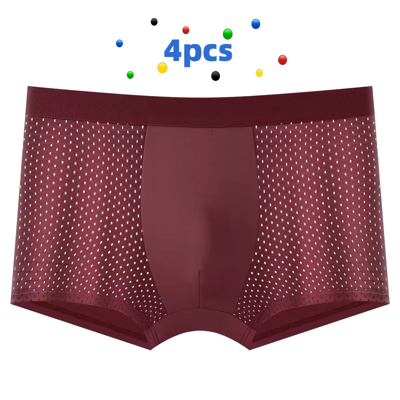 4Pcs Banboo Fiber Men Underwear Male Boxer Solid Panties Shorts Men'S Underpants Breathable Intimate Man Boxers 4Pcs