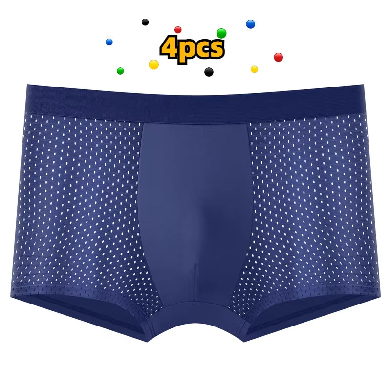 4Pcs Banboo Fiber Men Underwear Male Boxer Solid Panties Shorts Men'S Underpants Breathable Intimate Man Boxers 4Pcs