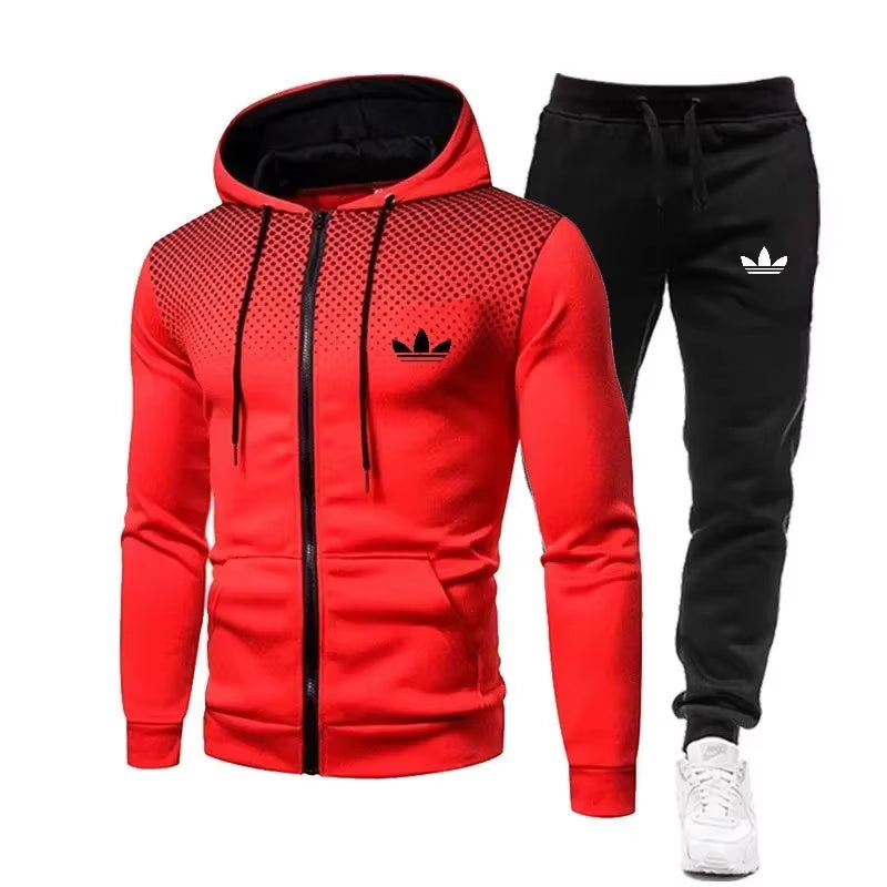 Korea Men Jacket Tracksuit Casual Sports Suit Men'S Set 2024 Autumn Winter Two Pieces Set Mens Sportswear plus Pants Suit
