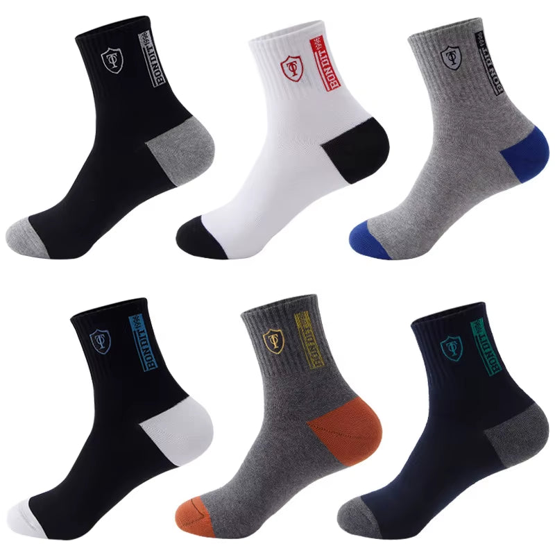 5 Pairs Apring and Fall Mens Sports Socks Summer Leisure Sweat Absorbent Comfortable Thin Breathable Basketball Meias EU 38-47