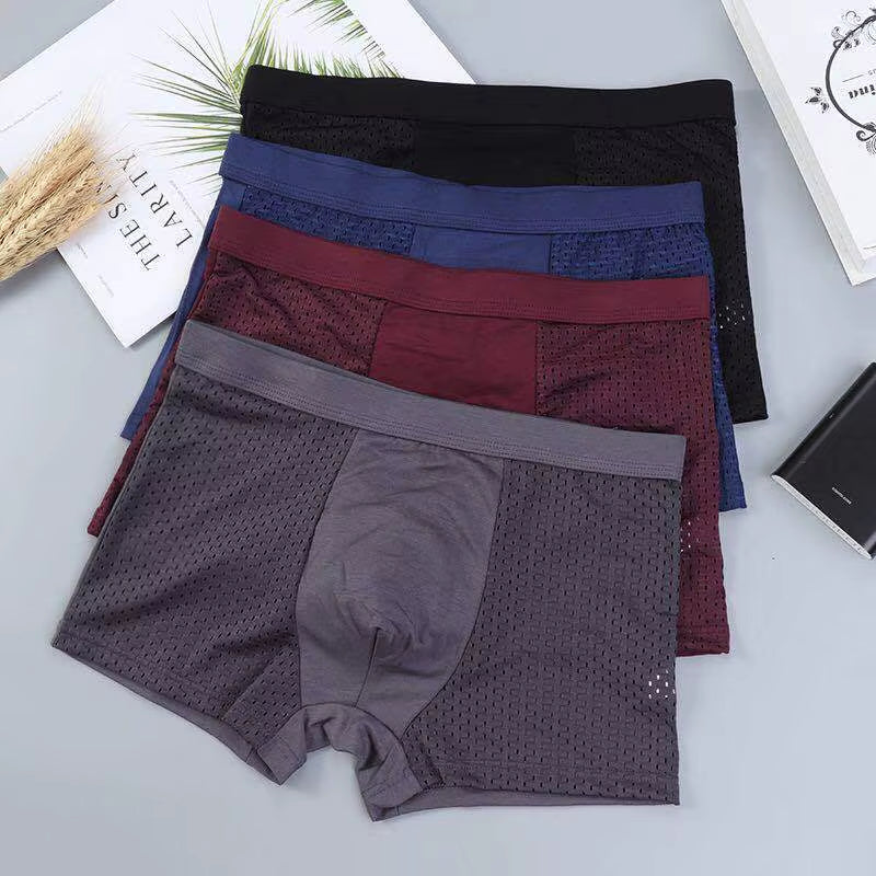 4Pcs Banboo Fiber Men Underwear Male Boxer Solid Panties Shorts Men'S Underpants Breathable Intimate Man Boxers 4Pcs