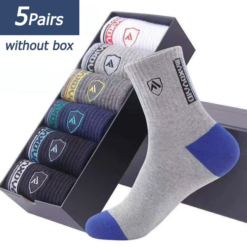 5 Pairs Apring and Fall Mens Sports Socks Summer Leisure Sweat Absorbent Comfortable Thin Breathable Basketball Meias EU 38-47