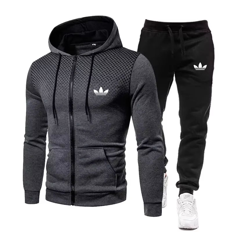 Korea Men Jacket Tracksuit Casual Sports Suit Men'S Set 2024 Autumn Winter Two Pieces Set Mens Sportswear plus Pants Suit