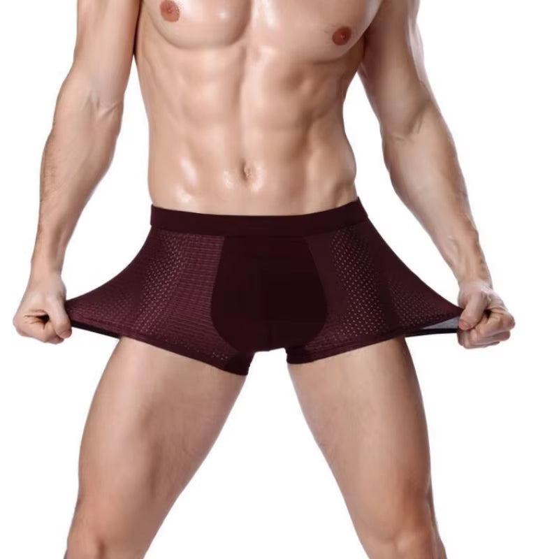 4Pcs Banboo Fiber Men Underwear Male Boxer Solid Panties Shorts Men'S Underpants Breathable Intimate Man Boxers 4Pcs