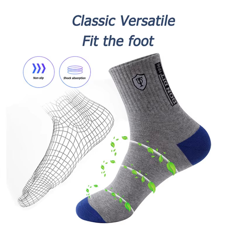 5 Pairs Apring and Fall Mens Sports Socks Summer Leisure Sweat Absorbent Comfortable Thin Breathable Basketball Meias EU 38-47