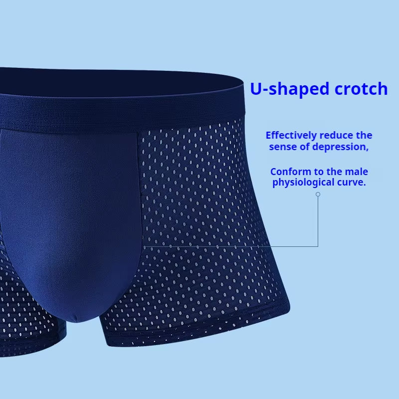 4Pcs Banboo Fiber Men Underwear Male Boxer Solid Panties Shorts Men'S Underpants Breathable Intimate Man Boxers 4Pcs