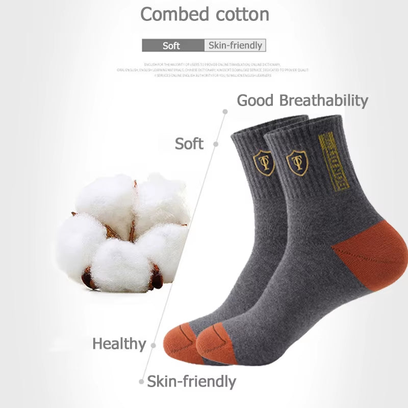 5 Pairs Apring and Fall Mens Sports Socks Summer Leisure Sweat Absorbent Comfortable Thin Breathable Basketball Meias EU 38-47